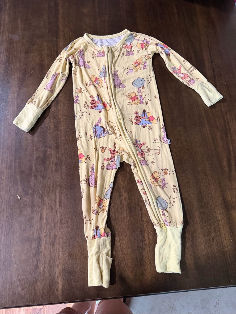 Little Sleepies Yellow Winnie the Pooh Zippered Footie Pajama